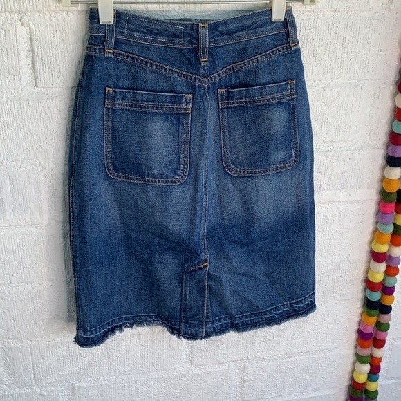Rag & Bone Denim Button Down Jean Pencil Raw Hem Skirt sz 24 - Picture 7 of 9